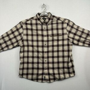 Cabela's Men's XL Long Sleeve‎ Button Up Brown Plaid Shirt